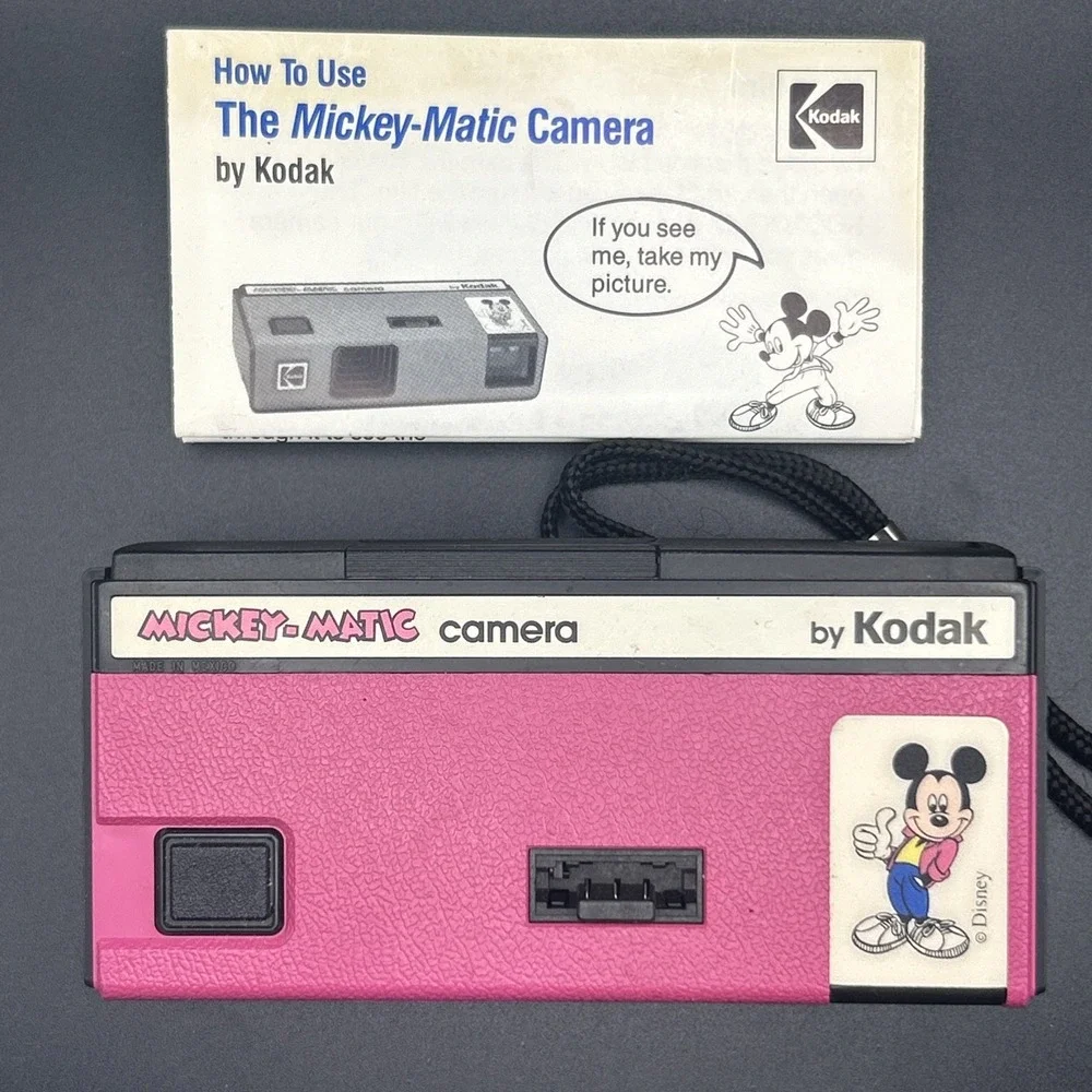 Vintage Mickey Mouse 1988 Kodak Disney Mickey Matic 110 Film Camera Pink